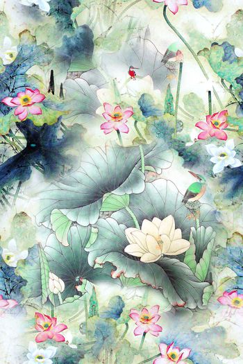 山水画印花华亿平台图片