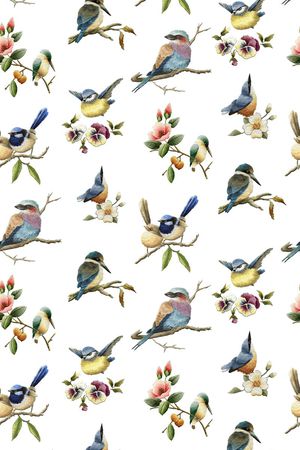 刺绣花鸟印花华亿平台图片