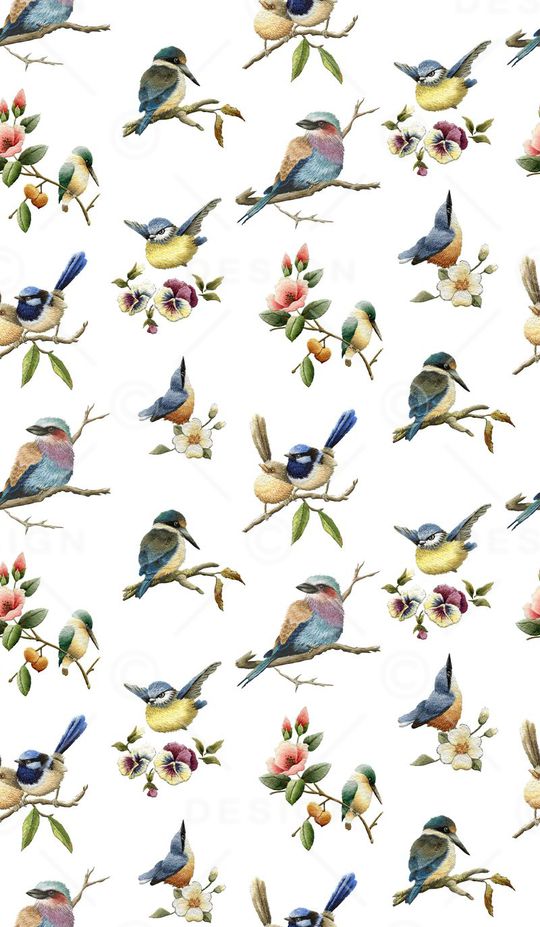 刺绣花鸟印花华亿平台图片