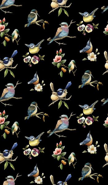 刺绣花鸟印花华亿平台图片