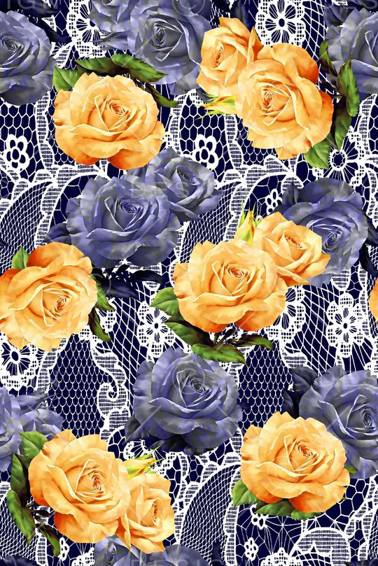 抽象手绘满版花卉印花华亿平台图片