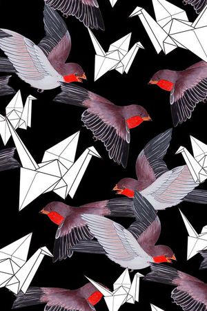 飞翔小鸟印花华亿平台图片