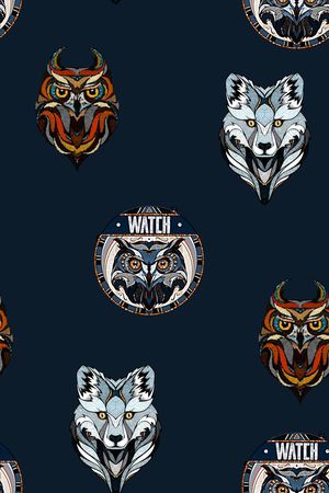 手绘动物头像时尚潮流印花印花华亿平台图片