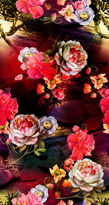 花卉印花华亿平台图片