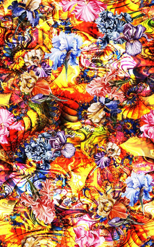 罂粟花印花华亿平台图片