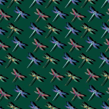 705119-民族花纹阴影蜻蜓绿