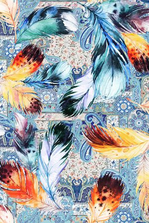 羽毛印花华亿平台图片