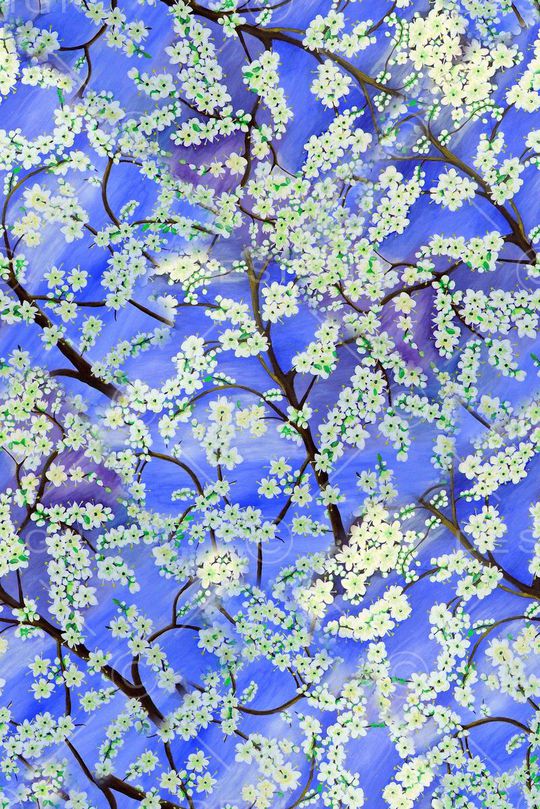 手绘印花植物花卉树数码印花印花华亿平台图片