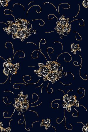 抽象手绘满版花卉印花华亿平台图片