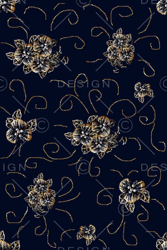 抽象手绘满版花卉印花华亿平台图片