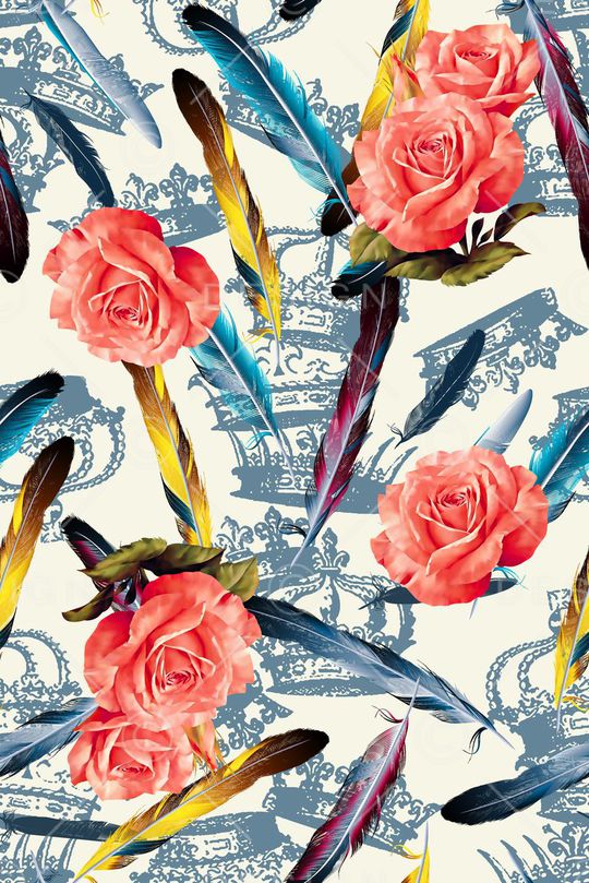 抽象手绘满版花卉印花华亿平台图片