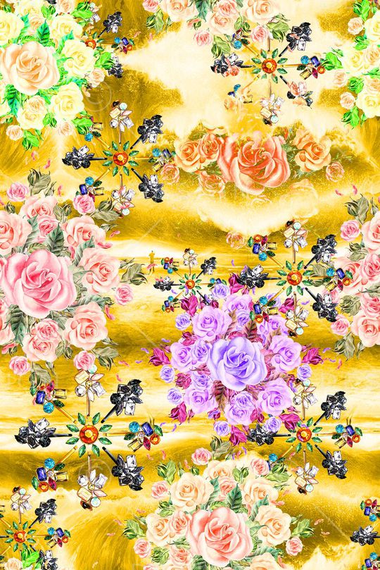 手绘水彩珠宝印花华亿平台图片