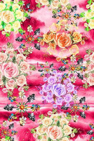 手绘水彩珠宝印花华亿平台图片