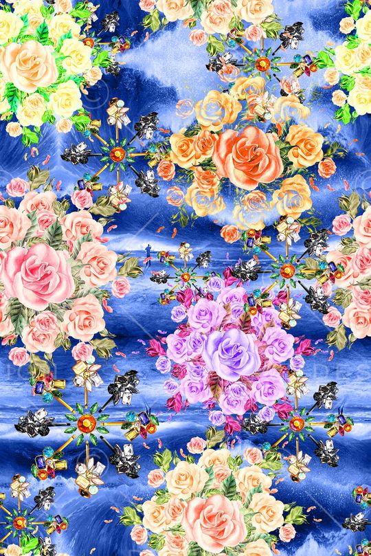 手绘水彩珠宝印花华亿平台图片