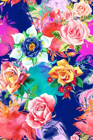 手绘水彩印花华亿平台图片