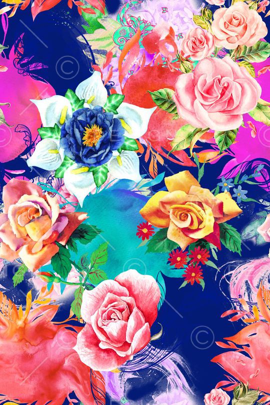 手绘水彩印花华亿平台图片