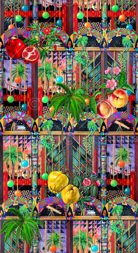 棕榈树印花华亿平台图片