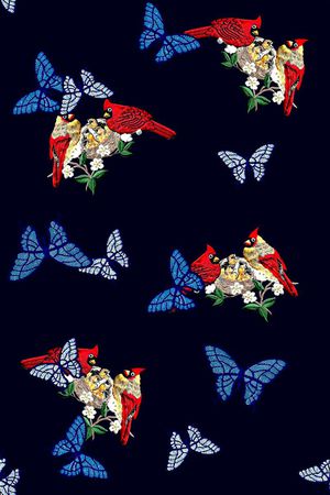 抽象手绘满版刺绣印花华亿平台图片