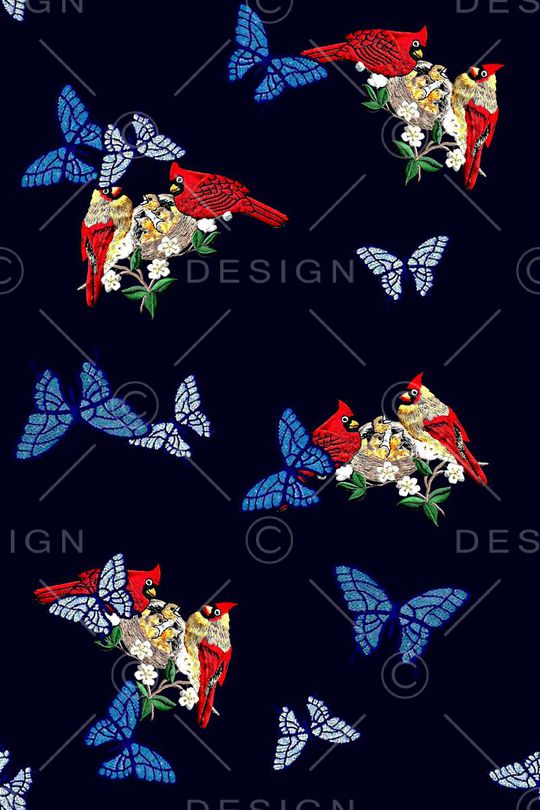 抽象手绘满版刺绣印花华亿平台图片