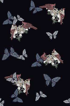 抽象手绘满版刺绣印花华亿平台图片