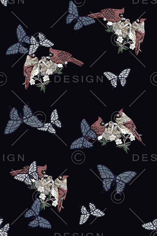 抽象手绘满版刺绣印花华亿平台图片