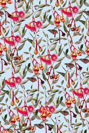 抽象手绘满版花卉印花华亿平台图片