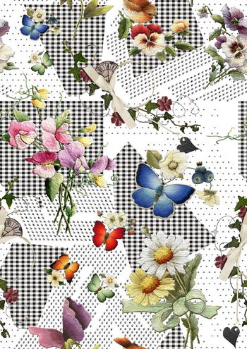 706533-立体几何刺绣蝴蝶花与鸟