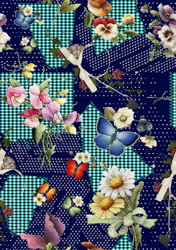 706534-立体几何刺绣蝴蝶花与鸟2