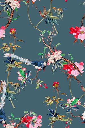 抽象手绘水墨画中国风山水花鸟植物印花印花华亿平台图片