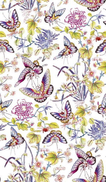 706664-传统高端刺绣蝴蝶花卉白