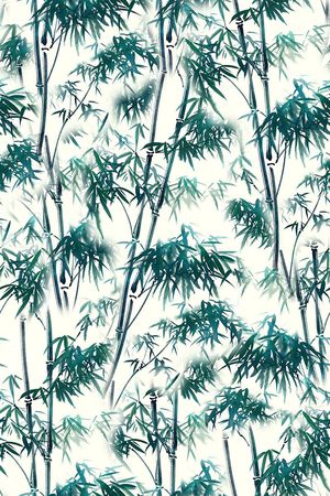 抽象手绘竹子中国风印花印花华亿平台图片