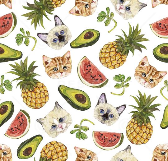 卡通形象小猫头印花华亿平台图片