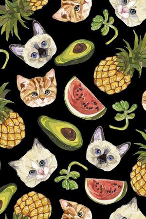 卡通形象小猫头印花华亿平台图片