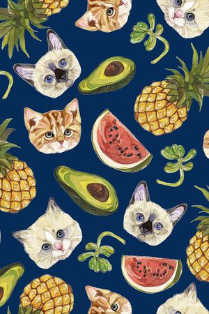 卡通形象小猫头印花华亿平台图片