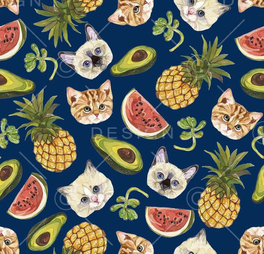 卡通形象小猫头印花华亿平台图片