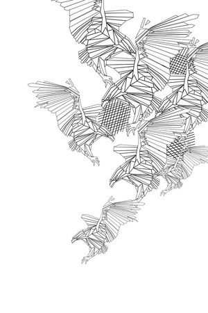 阿玛尼风格几何线条鹰印花华亿平台图片