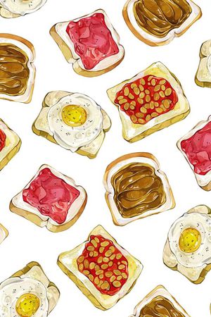 美食面包煎蛋印花华亿平台图片