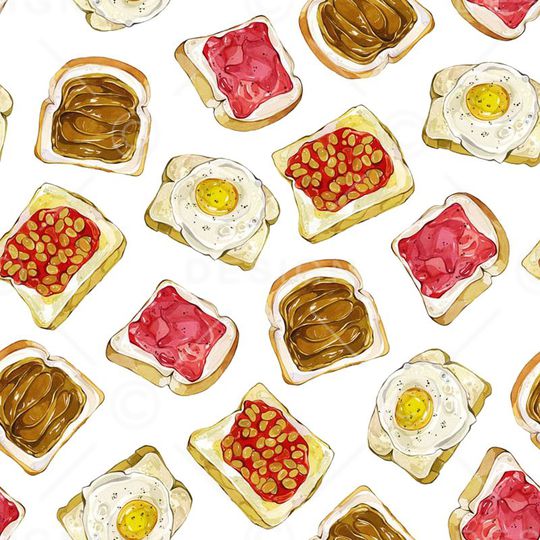 美食面包煎蛋印花华亿平台图片