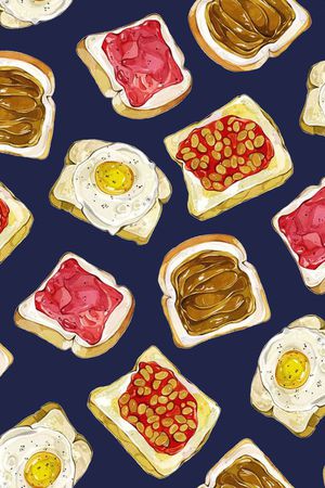 美食面包煎蛋印花华亿平台图片