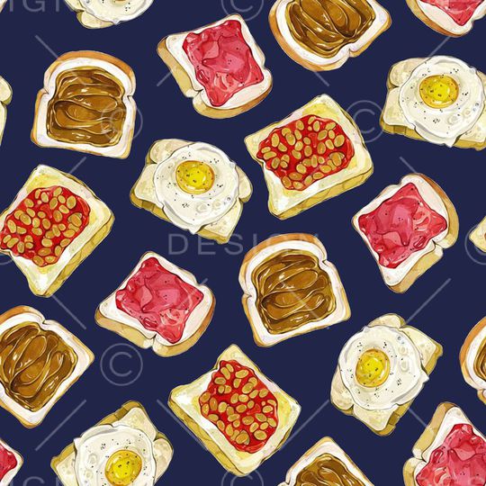 美食面包煎蛋印花华亿平台图片