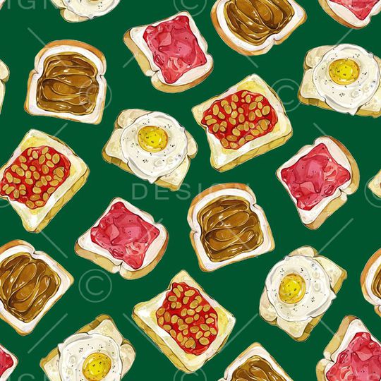 美食面包煎蛋印花华亿平台图片