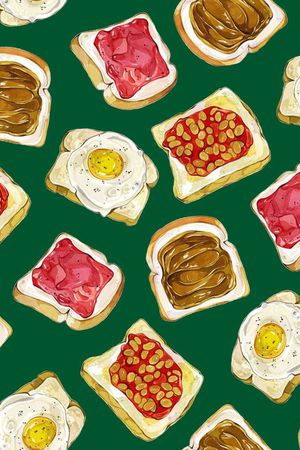 美食面包煎蛋印花华亿平台图片