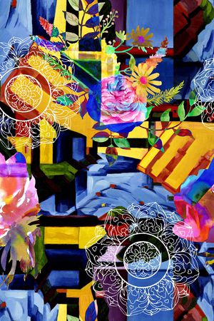 抽象手绘印花华亿平台图片