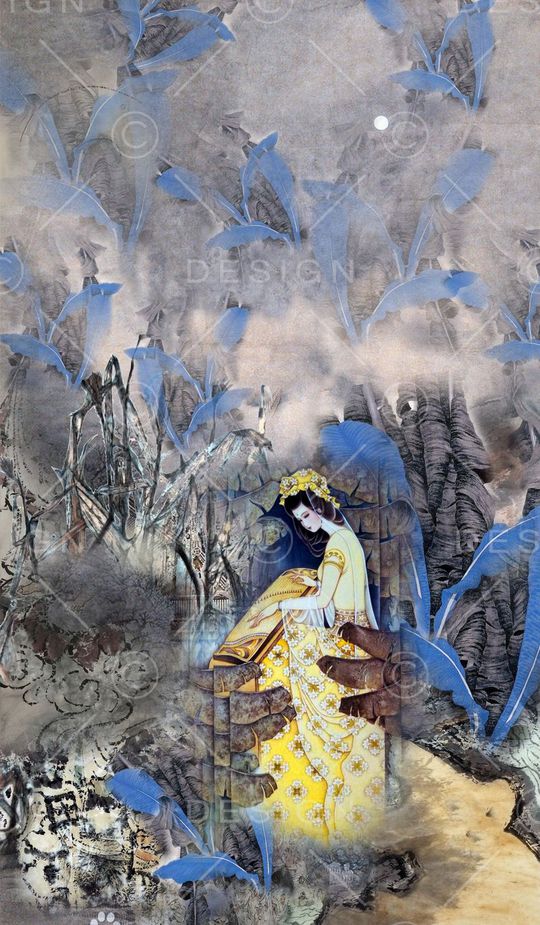 水墨印花华亿平台图片