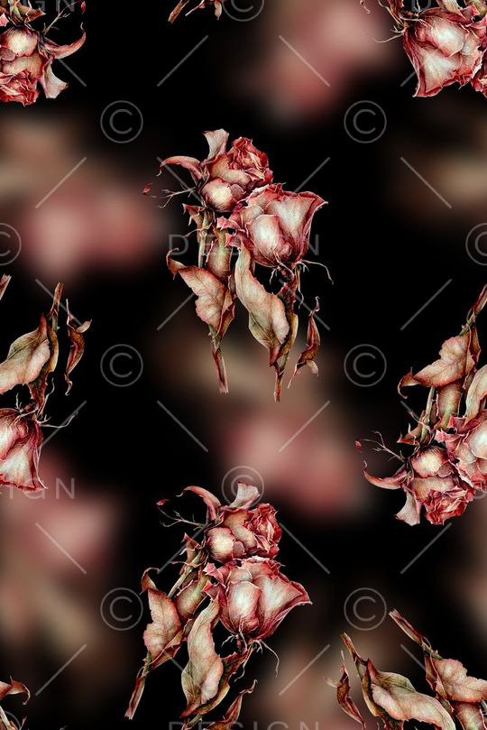 抽象手绘复古植物玫瑰花花卉数码印花印花华亿平台图片