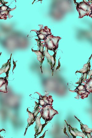 抽象手绘复古植物玫瑰花花卉数码印花印花华亿平台图片