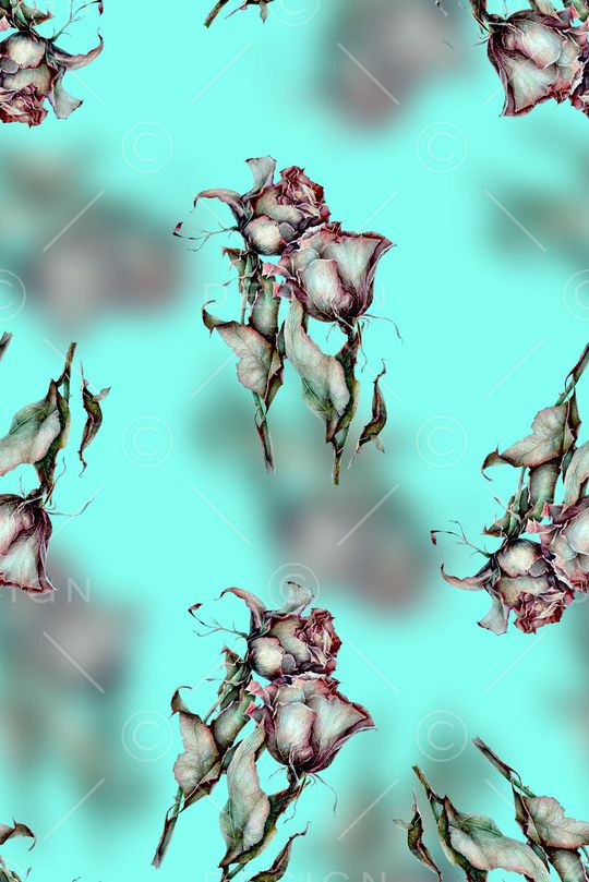 抽象手绘复古植物玫瑰花花卉数码印花印花华亿平台图片