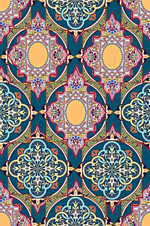 抽象手绘几何北非民族风数码印花印花华亿平台图片