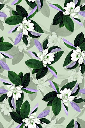 抽象手绘满版花卉印花华亿平台图片