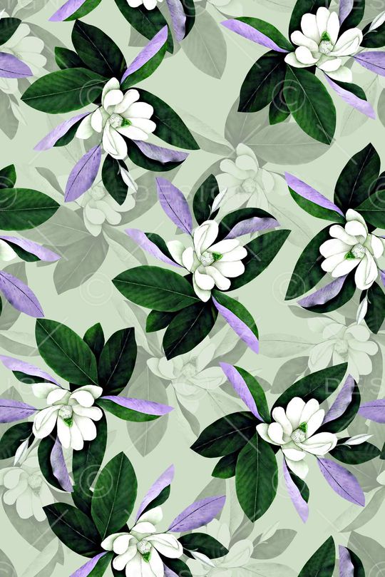 抽象手绘满版花卉印花华亿平台图片